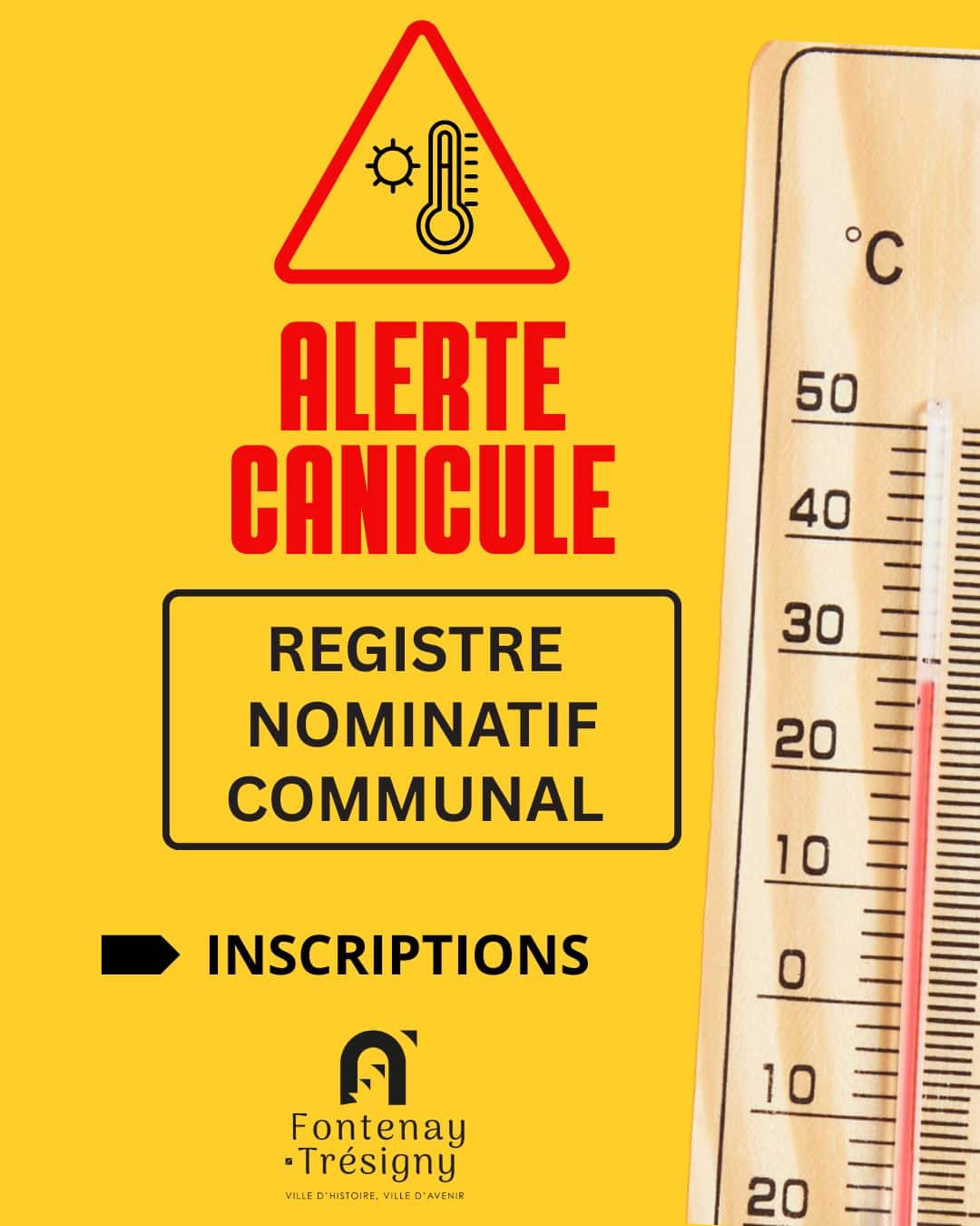 Post Instagram Information Prévention Alerte Canicule Chaleur Jaune