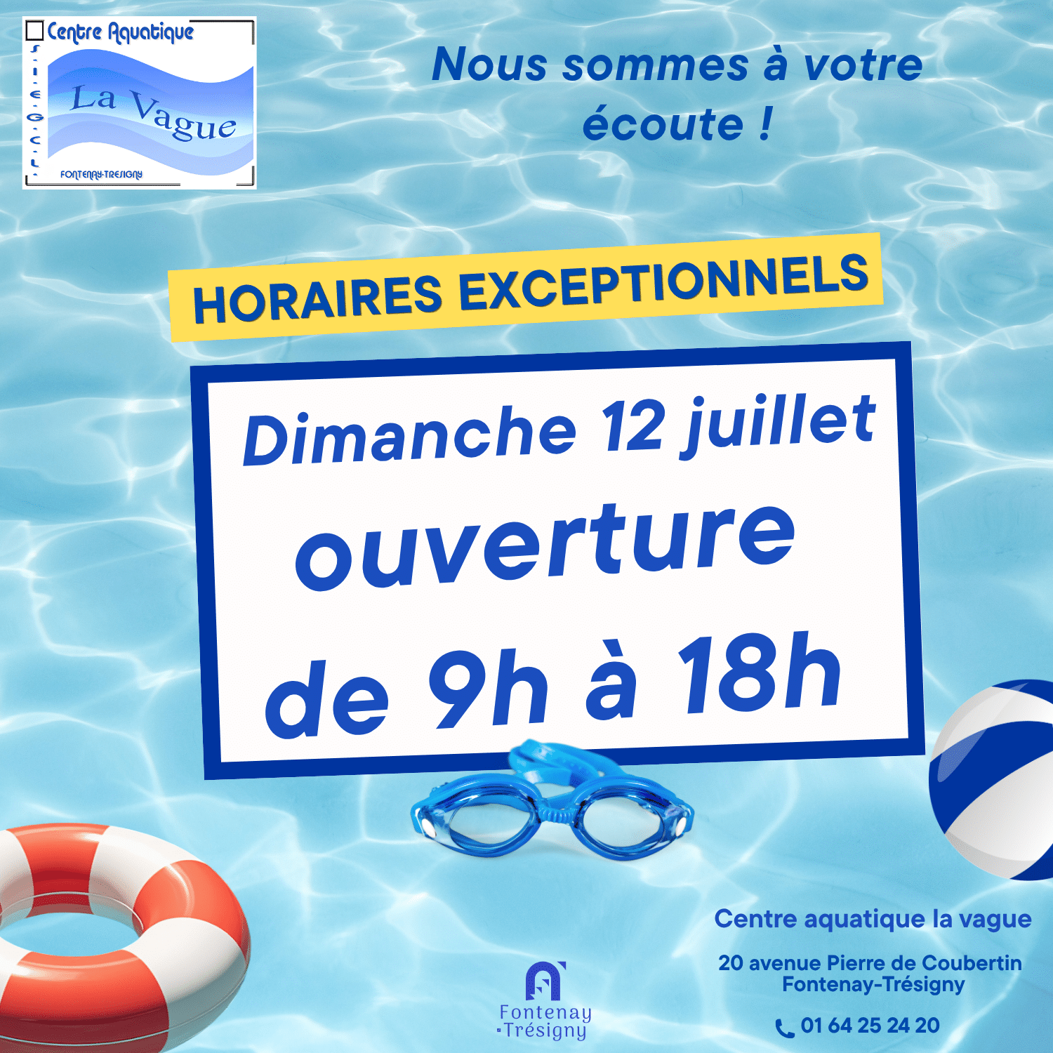 Bleu et Jaune Publication Instagram Soldes D'été Piscine Moderne (Carte (carré))